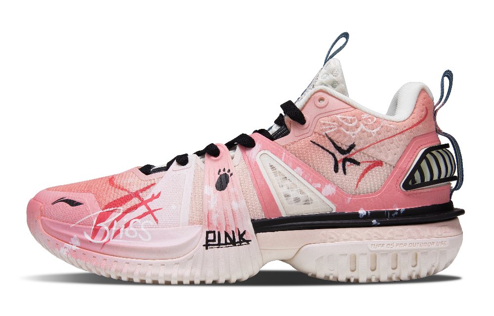 LiNing Storm 2024 Shock Absorbers Abrasion Resistant Slip Resistant Low Top Basketball Shoes Men's Pink Black