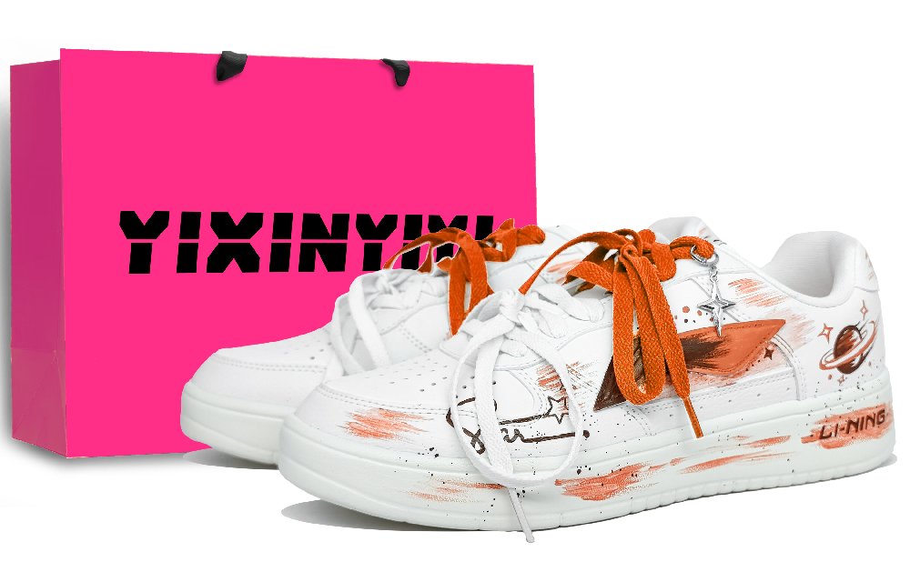 LiNing Pontoon Boats Anti Slip And Wear Resistant Height Increasing Low Top Skateboard Shoes Unisex Nebula Orange