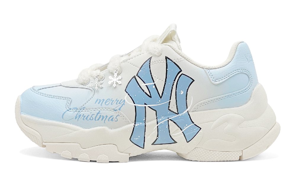 MLB Big Ball Chunky Anti Slip Wear Resistant Low Top Chunky Sneakers Unisex Beige Blue