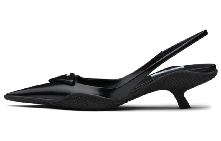 PRADA 30mm Sling Back Pumps Black Brushed Leather купить в интернет-магазине Yoocart с быстрой доставкой по России.