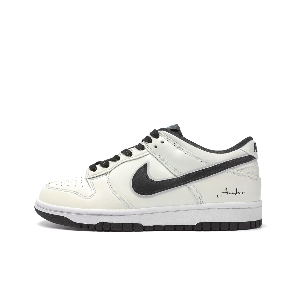 Nike Dunk Daily Dark Chocolate, Amber Anti Slip Wear Resistant Low Top Skateboard Shoes GS Black White
