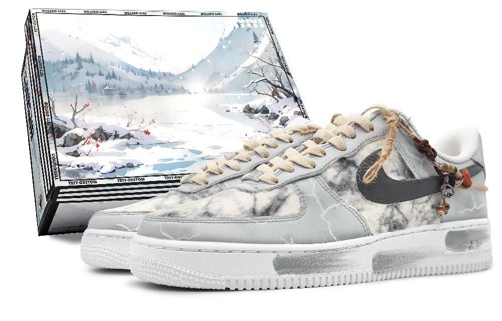Nike Air Force 1 Low Top Skateboard Shoes Men's Yellow Gray