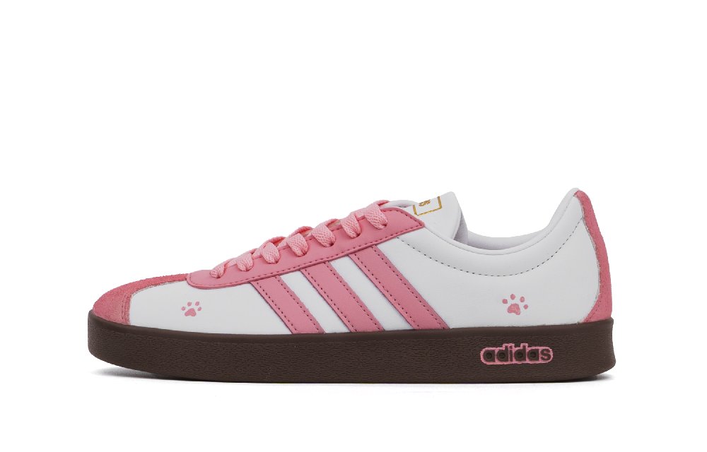 Adidas Neo VL Court 2.0 Abrasion Resistant Low Top Skateboard Shoes Unisex White Pink