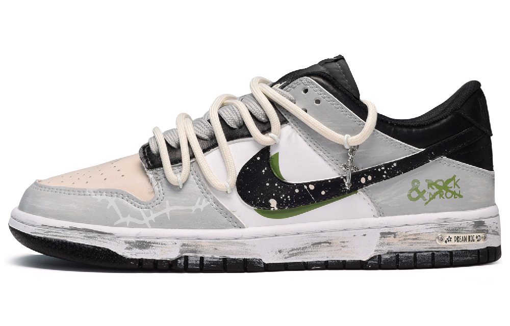 Nike Dunk Low Low-Top Skateboard Shoes Men's Black White Gray