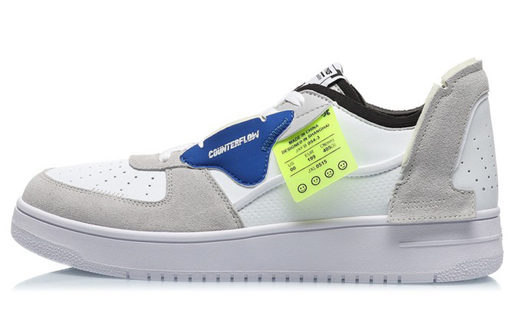 LiNing CF Deconstruction Anti Slip Wear Resistant Low Top Skateboard Shoes Men's White Gray Black