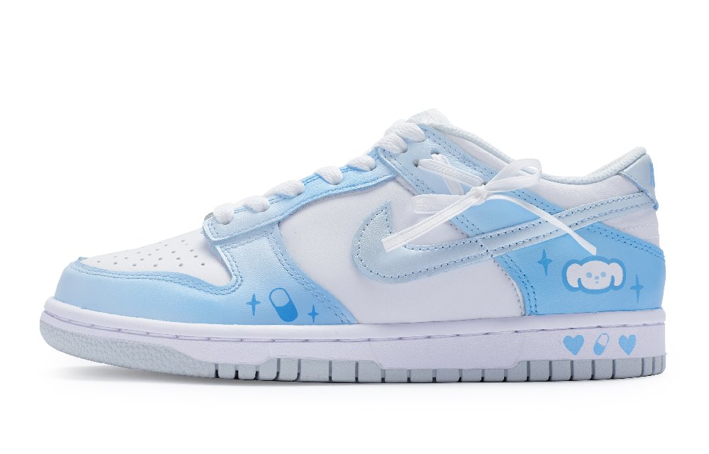 Nike Dunk Low Low-Top Skateboard Shoes GS White Blue