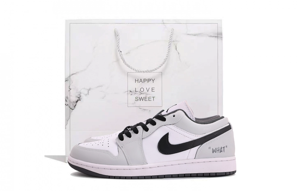 Jordan Air Jordan 1 Abrasion Resistant Coverage Low top Vintage Basketball Shoes Unisex Gray White
