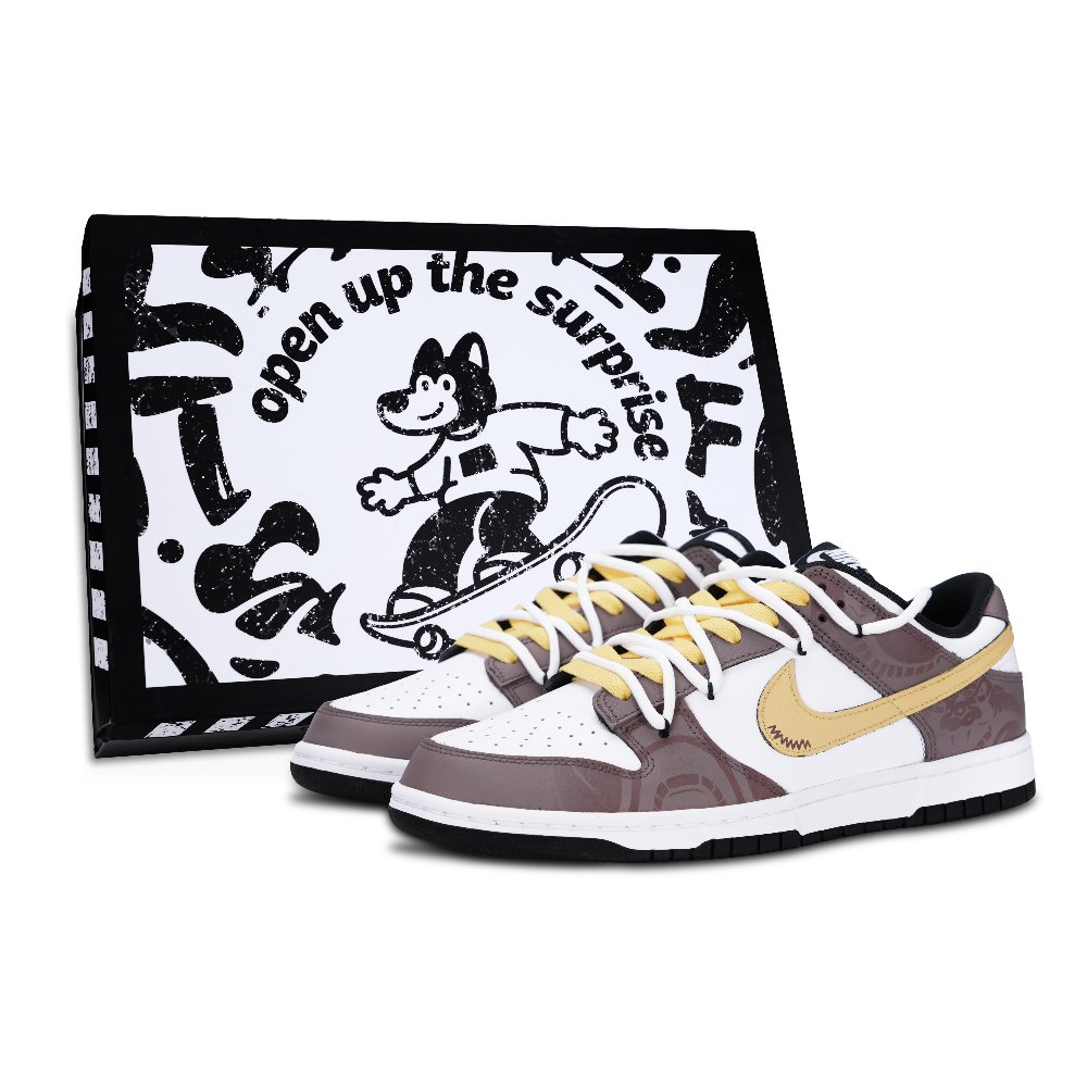 Nike Dunk Totem Snake Anti Slip Wear Resistant Low Top Skateboard Shoes Unisex Brown
