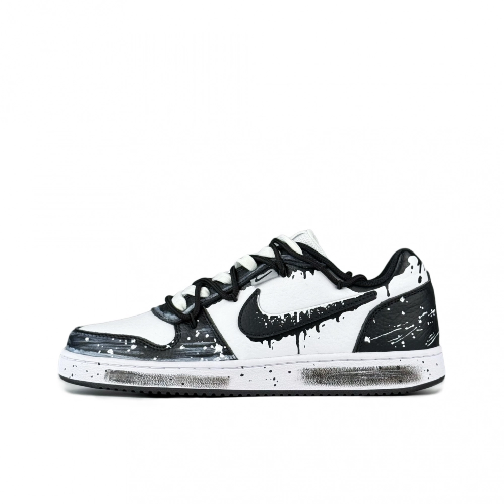 Nike EBERNON Midnight Shooting Stars Abrasion Resistant Low top Skateboard Shoes Men's Black White