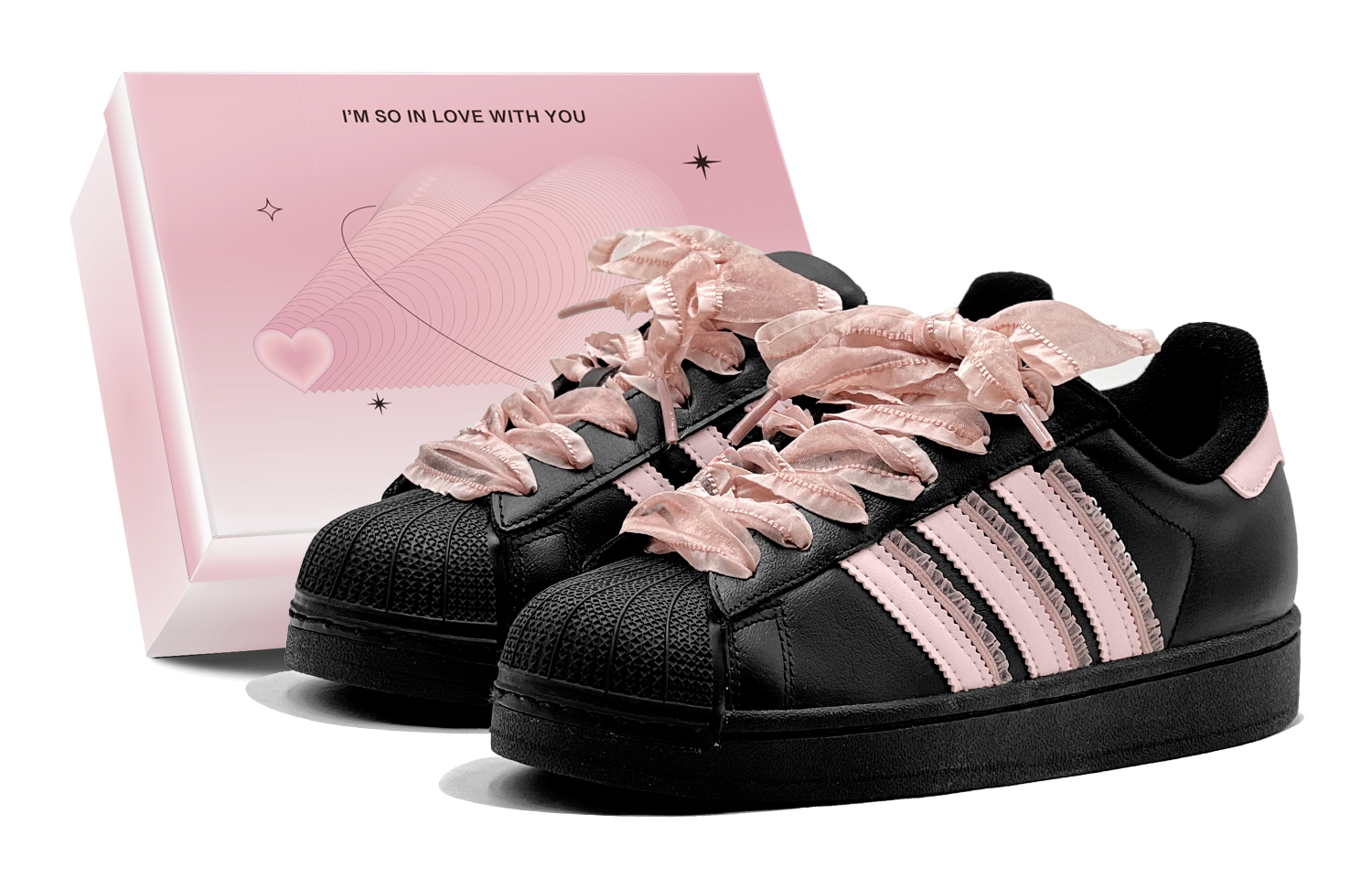 Adidas Originals Superstar 2 Low top Skateboard Shoes Unisex Pink Black