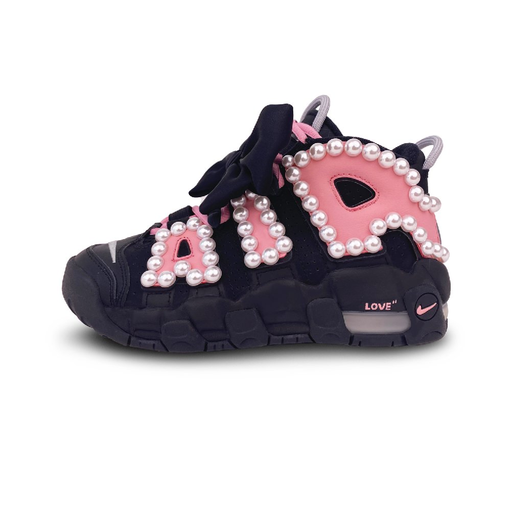 Nike Air More Uptempo High-Top Vintage Basketball Shoes GS Black Pink