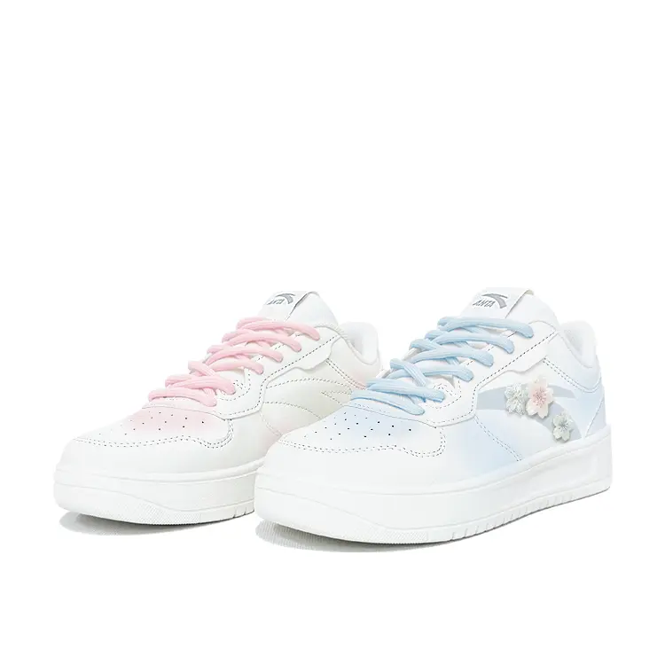 Anta Relaxed Slip Resistant, Abrasion Resistant, Lightweight Low top Skateboard Shoes Unisex Blue Pink Mismatched