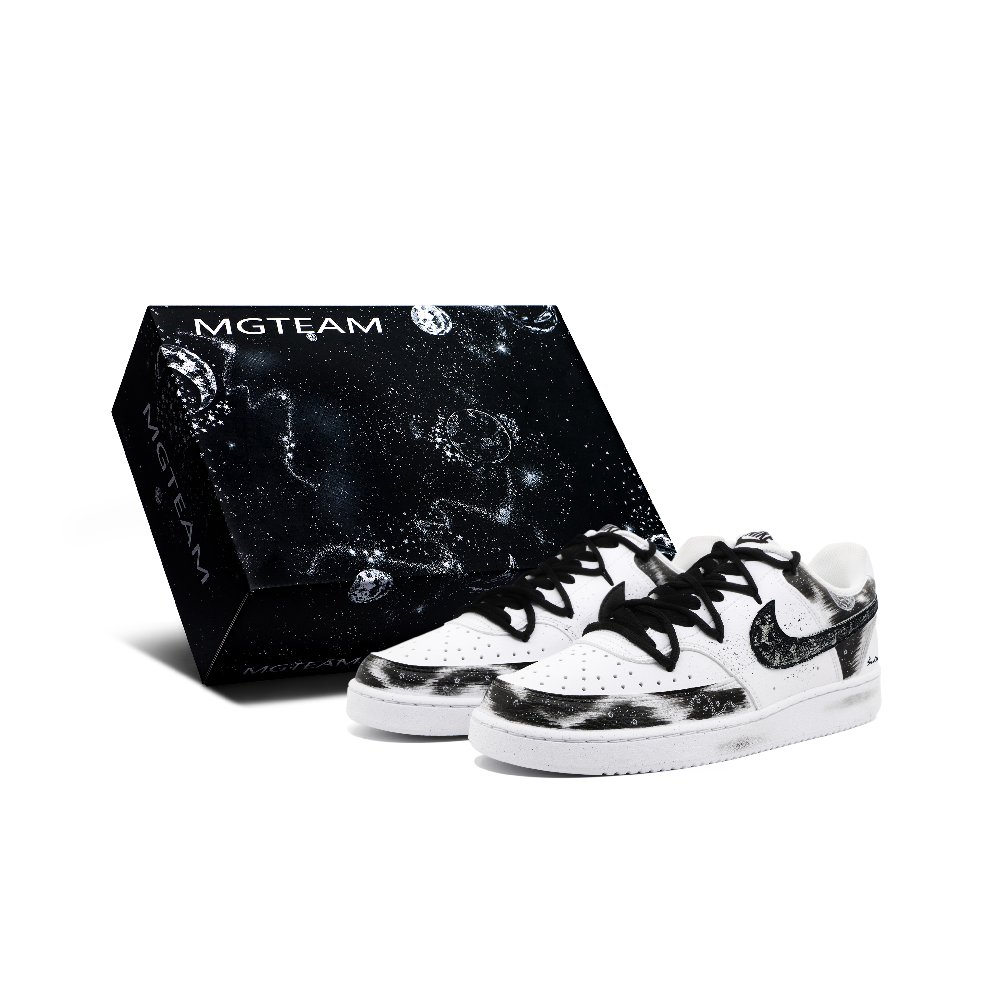 Nike Court Vision 1 Anti Slip Wear Resistant Lightweight Breathable Low Top Skateboard Shoes Men's Black White
