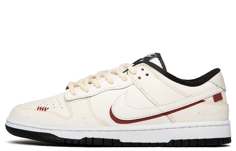 Nike Dunk Anti Slip Wear Resistant Low Top Skateboard Shoes Men's Beige Red