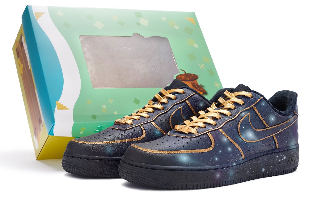 Nike Air Force 1 Low Top Skateboard Shoes Men's Black Blue Purple Gold
