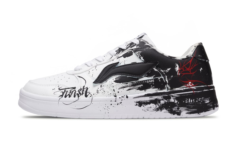 LiNing Pontoon Boats Coverage Waterproof Abrasion Resistant Low top Skateboard Shoes Unisex Black