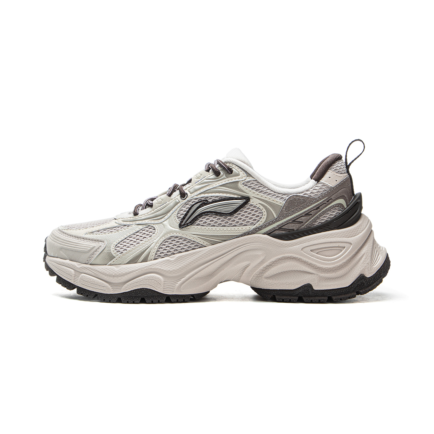 LiNing Star Ring Slip Resistant, Abrasion Resistant, Breathable Low top Casual Shoes Women's Gray