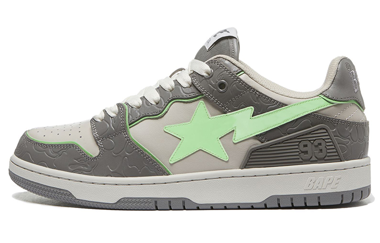 A BATHING APE SK8 Skateboard Shoes Women's Low-Top Gray Green