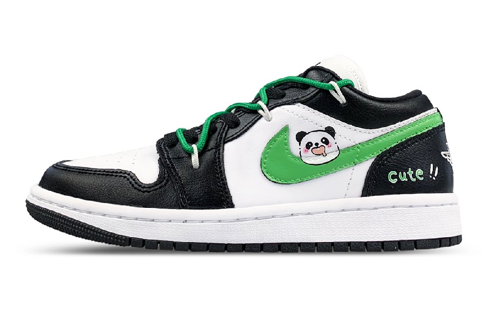 Jordan Air Jordan 1 Slip-Resistant Low-Top Vintage Women's Black White Green
