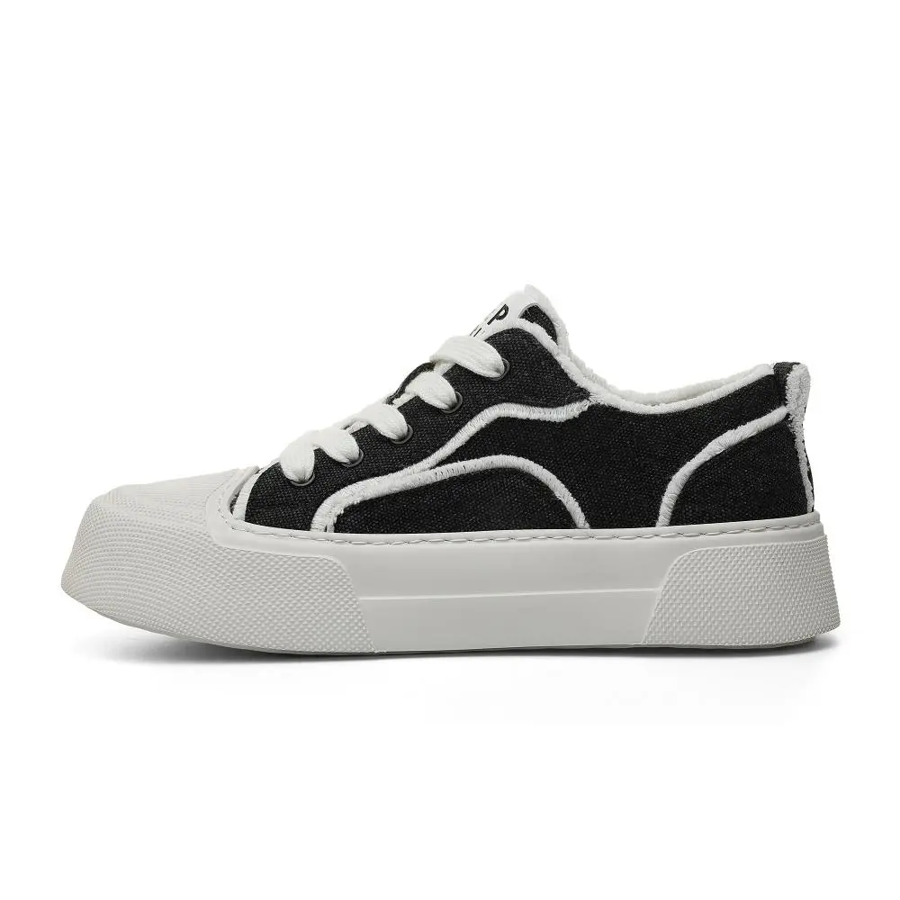 JEEP SPIRIT Low Top Skateboard Shoes Men's Denim Black