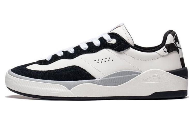 LiNing Durable Breathable Low-Top Skateboard Shoes Men's White Black