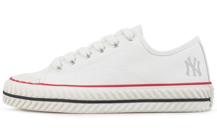 MLB Playball Anti-Slip Wear-Resistant Breathable Lightweight Low-Top Canvas Shoes Unisex White