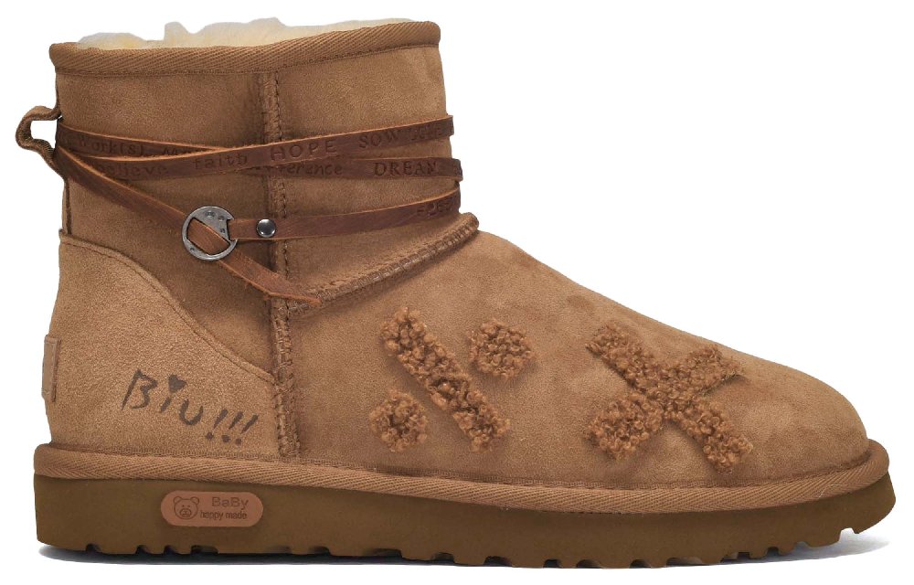 UGG CLASSIC MINI CUS ID Memory Freeze Short Snow Boots Women's Chestnut