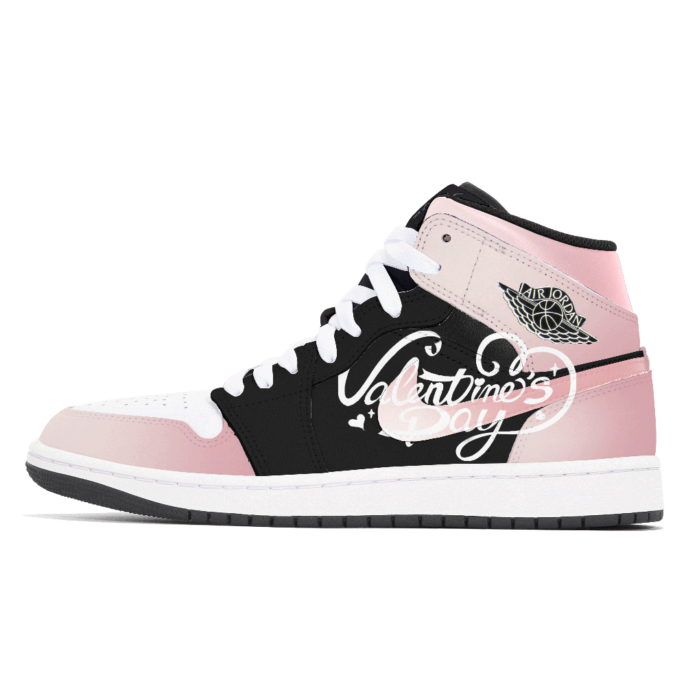 Jordan Air Jordan 1 Dust Collection Abrasion Resistant Slip Resistant Mid Top Vintage Basketball Shoes Men's Black Pink