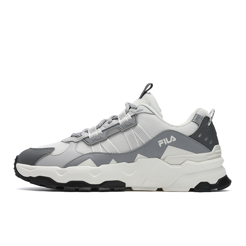 FILA Trek 1S Baby's Breath Abrasion Resistant Breathable Low Top Casual Shoes Men's White Gray