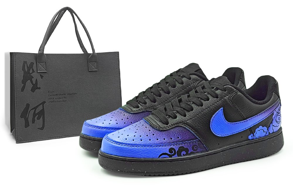 Nike Court Vision Abrasion Resistant Low Top Skateboard Shoes Unisex Black Blue