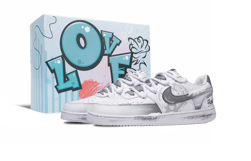 Nike Court Vision 1 Shimmering Shadow Box Anti Slip Wear Resistant Low Top Skateboard Shoes Men's White