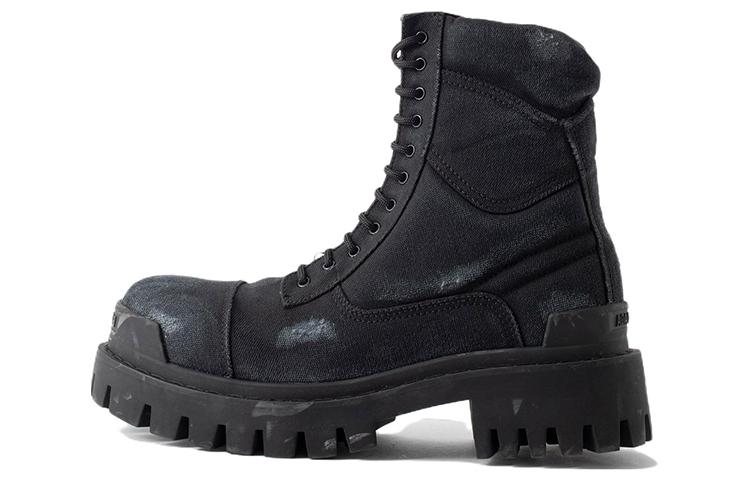Balenciaga Combat Strike 20mm Boots 'Washed Black Cotton' Women's
