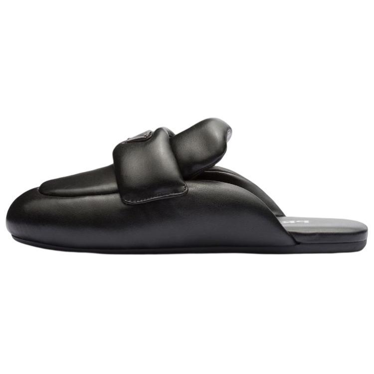 PRADA Soft Padded 5mm Sabots Black Nappa Leather Women's