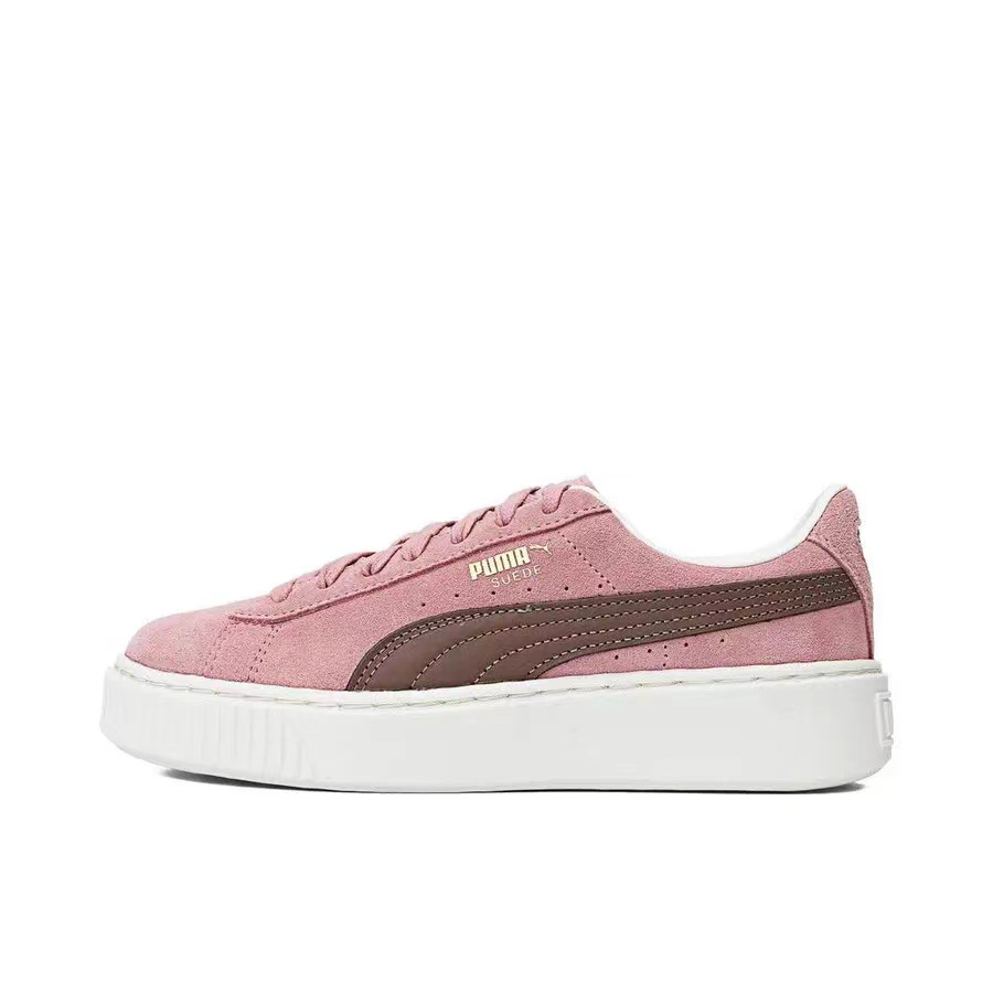 PUMA Basket Platform Core SUEDE PLATFORM CORE Lightweight Low Top Skateboard Shoes Women's Red Purple Color