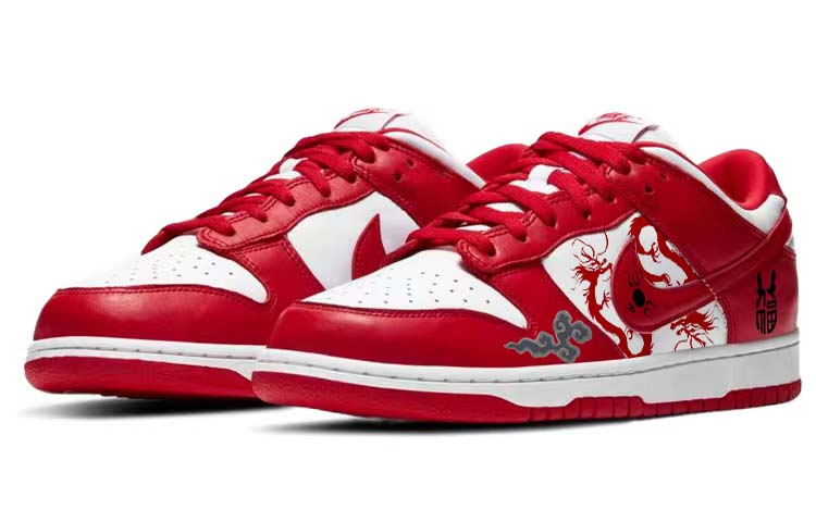 Nike Dunk Skateboard Shoes Unisex Low-Top Red/White