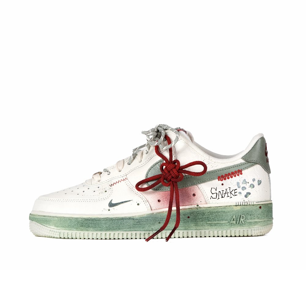 Nike Air Force 1 Low Top Skateboard Shoes Men's White Green