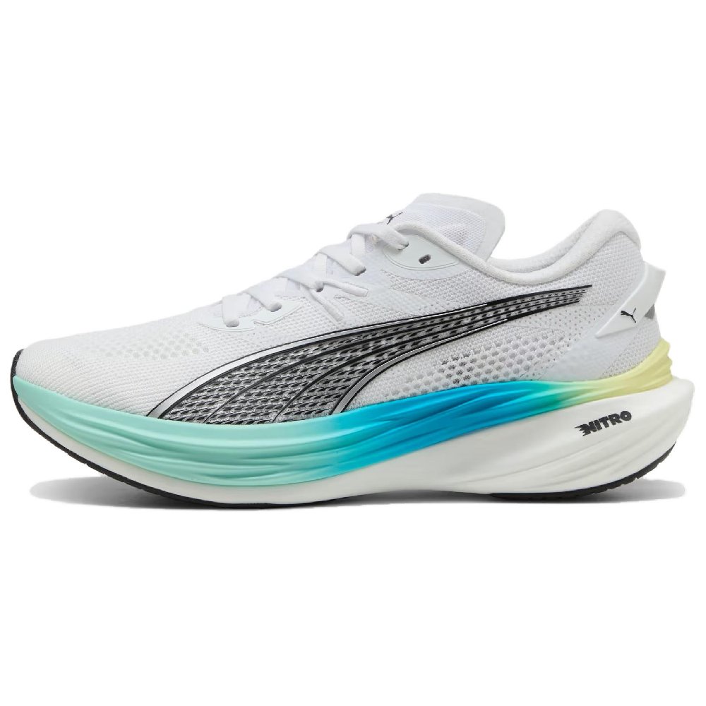 PUMA Deviate NITRO 3 Abrasion Resistant Breathable Low Top Running Shoes Men's White