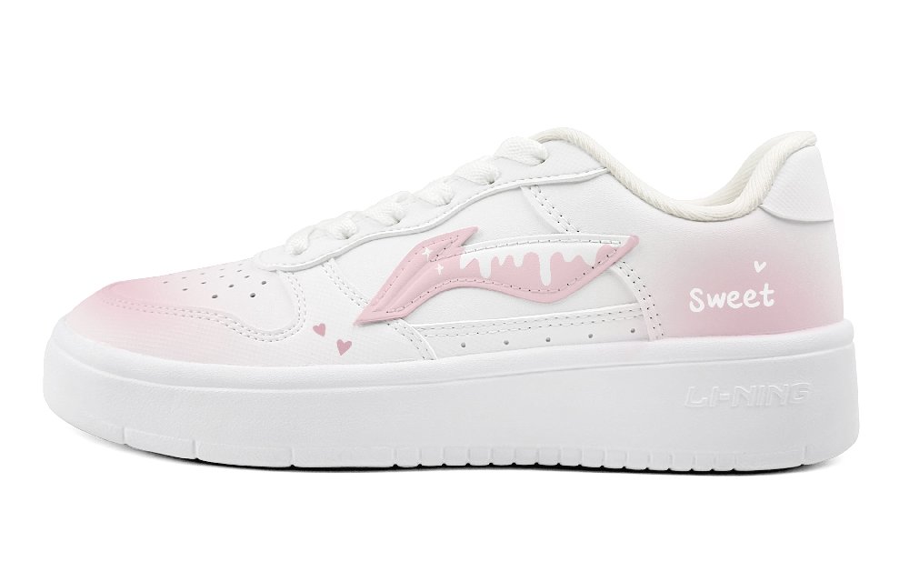 LiNing Pontoon Boats Cushioning, Wear Resistant Low Top Skateboard Shoes Women's Pink