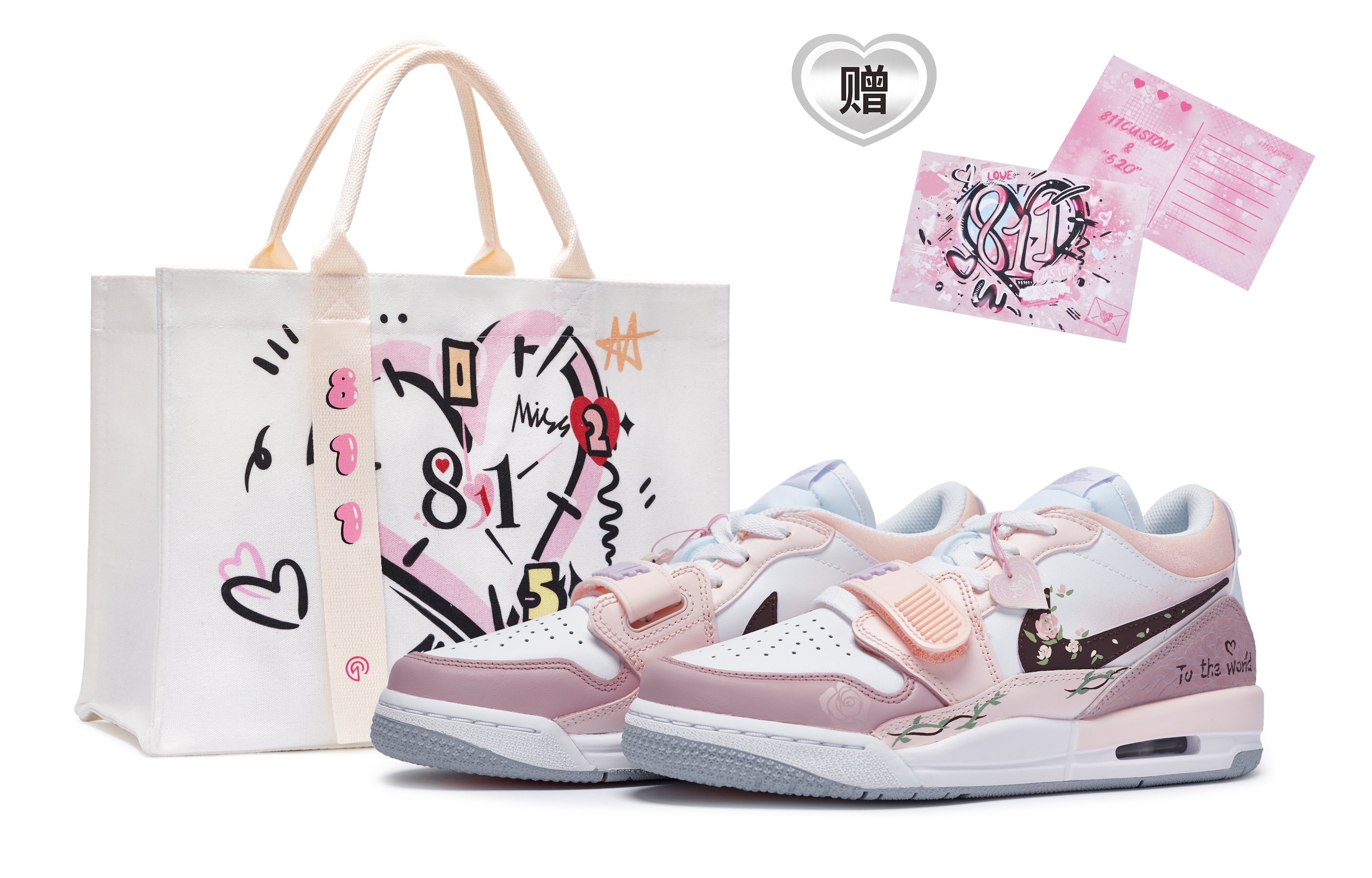 Jordan Legacy 312 811 Manufacture Rose Half Sugar Canvas Bag Low-Top Vintage Basketball Shoes Women's Pink White Brown