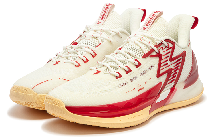 361° BIG3 4.0 PRO Cushioning Anti-Slip And Wear-Resistant Low-Top Basketball Shoes Men's Feather White Gym Red