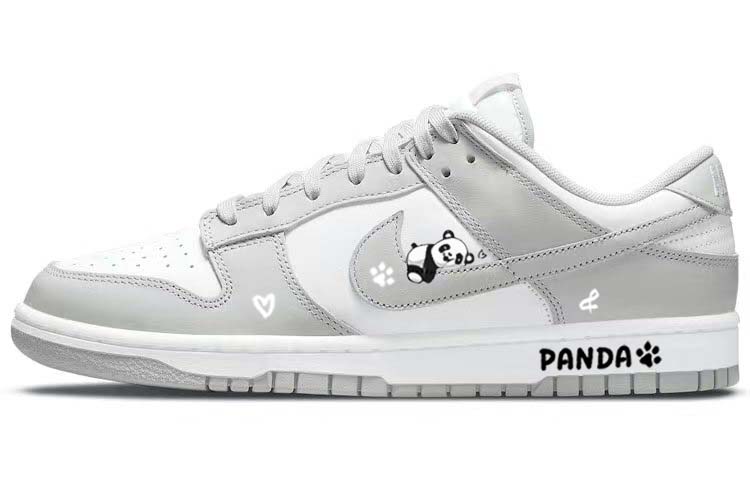 Nike Dunk Low Chinese Style Languid Giant Panda Vintage Slip-Resistant Low-Top Skateboard Shoes Men's Gray White