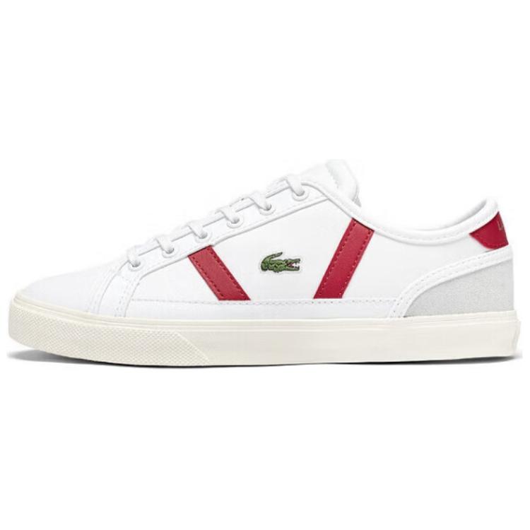 LACOSTE Anti Slip Wear Resistant Low Top Skateboard Shoes Women's White Red