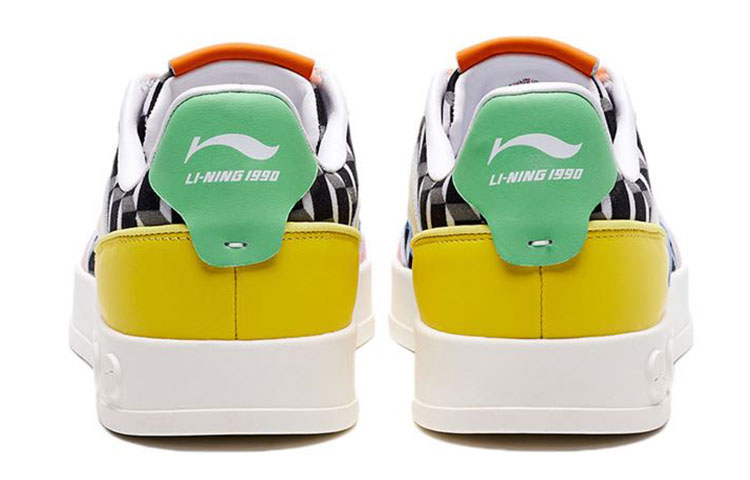 LI-NING 1990 Slip-Resistant Breathable Low-Top Skateboard Shoes Men's Yellow White