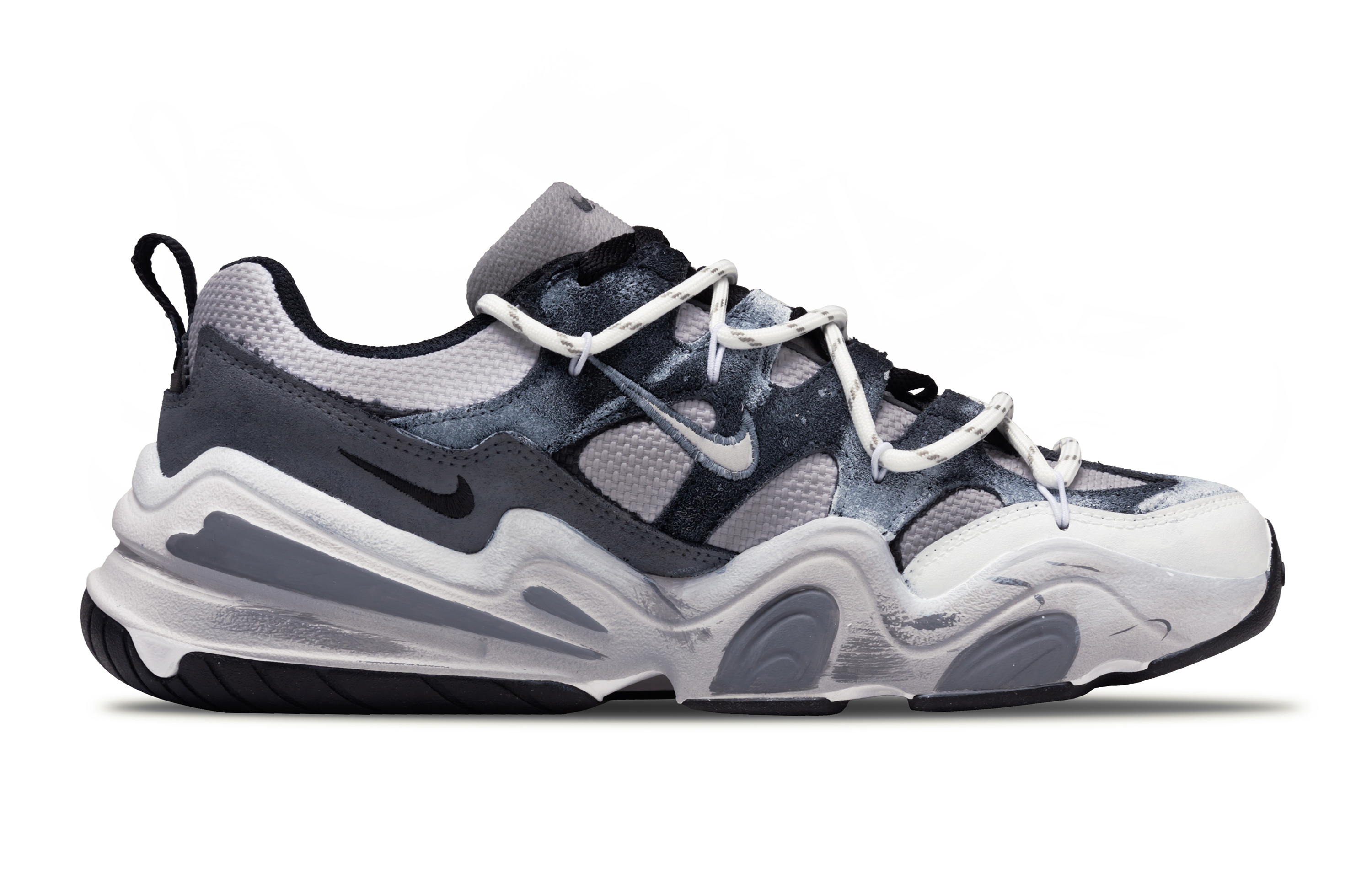 Nike Tech Hera Gray Tone Old Stories, Cool Innovation Space Abrasion Resistant Low top Casual Shoes Unisex Black Gray