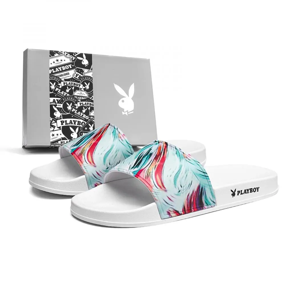 Playboy Slide Slippers Men's White/Black