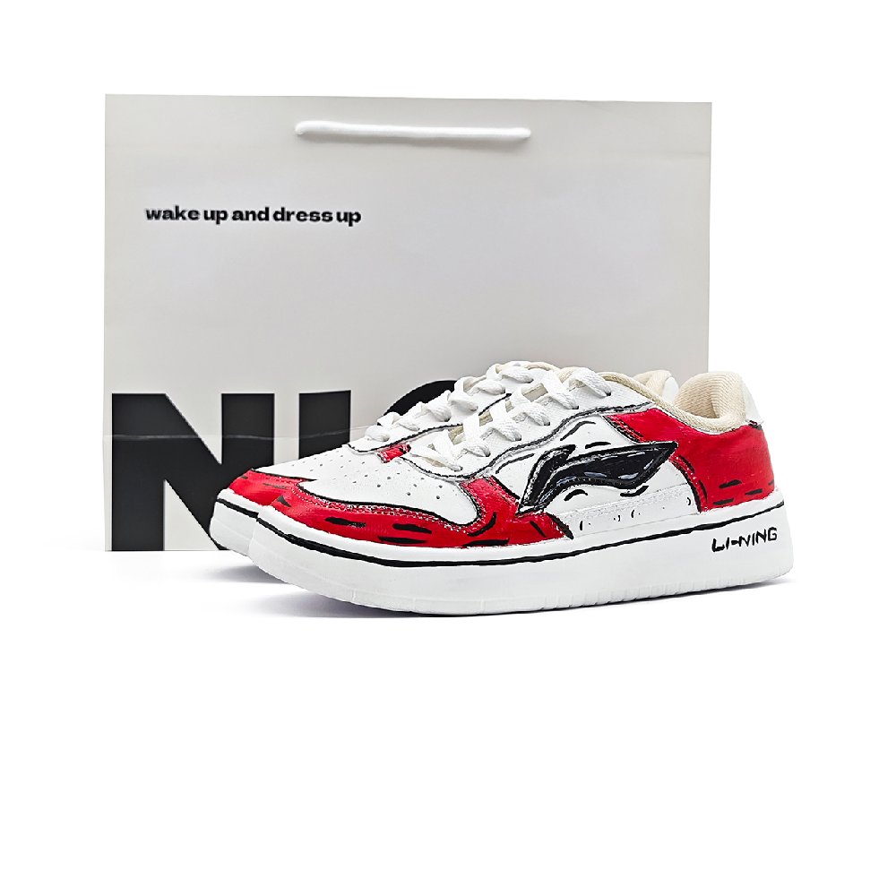 LiNing Pontoon Boats Slip Resistant Lightweight Abrasion Resistant Low top Skateboard Shoes Unisex White