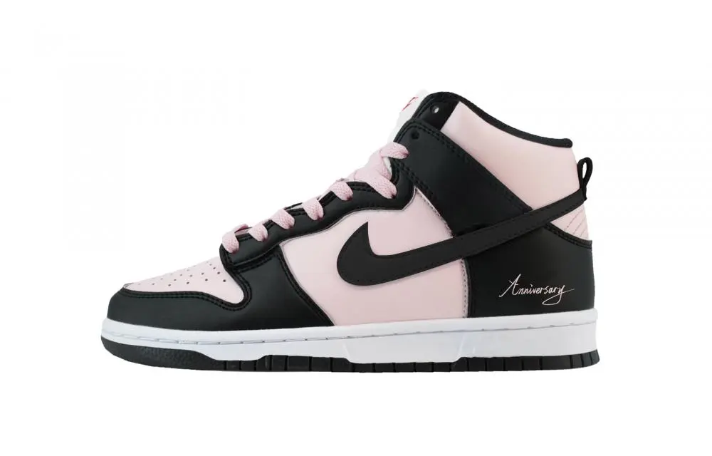 Nike Dunk Cherry Blossoms Abrasion Resistant High top Skateboard Shoes Women's Black Pink