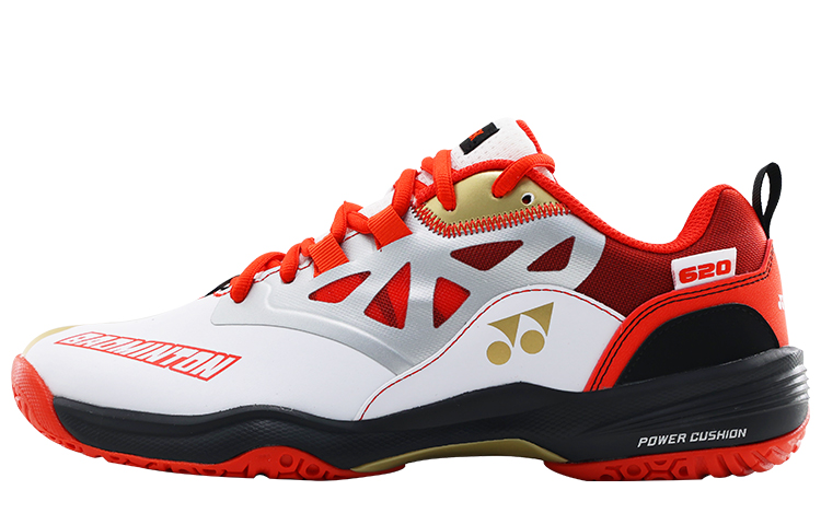 YONEX Shock Absorbers With Slip Resistant And Abrasion Resistant Properties Low Top Badminton Shoes White Red