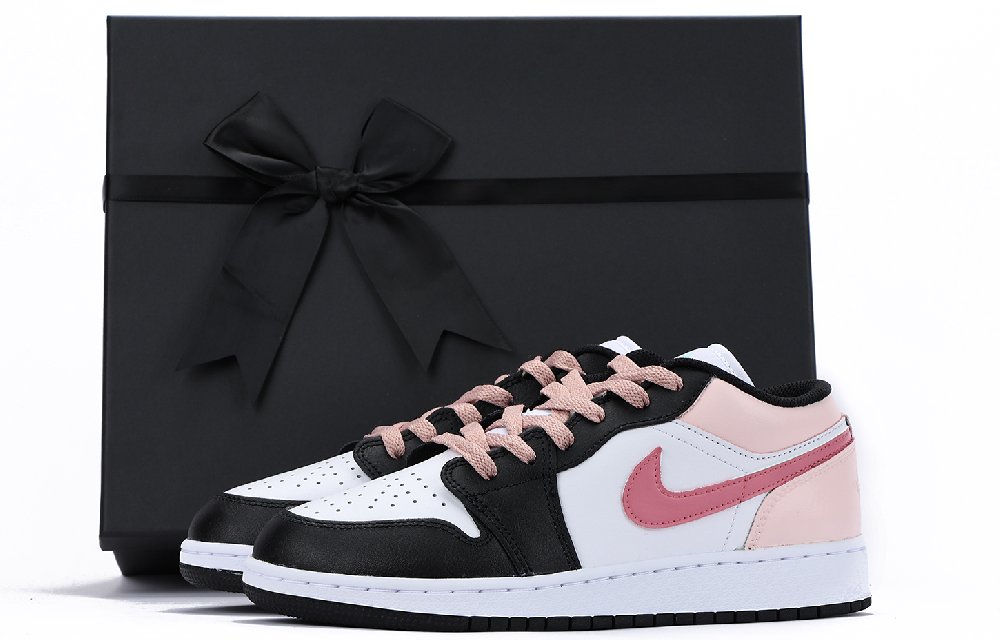 Jordan Air Jordan 1 Chestnut Anti-Slip And Wear-Resistant Coverage Low-Top Vintage Basketball Shoes GS Black Pink
