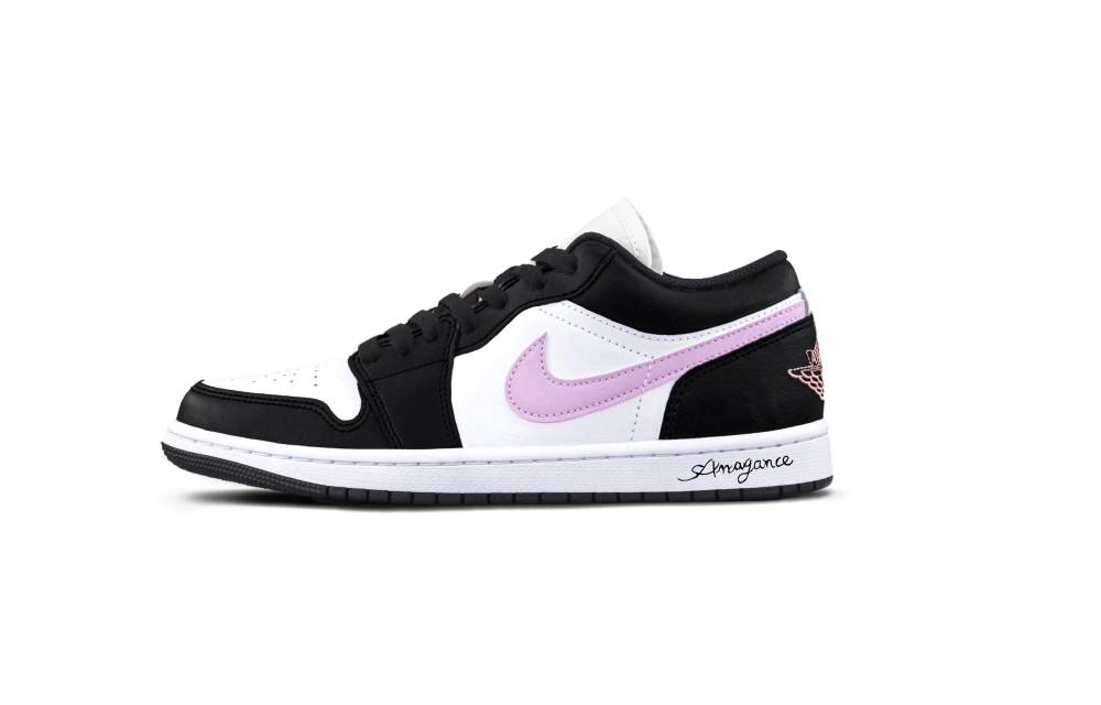 Jordan Air Jordan 1 Cushioning, Wear Resistant Low top Vintage Basketball Shoes Unisex Black Purple